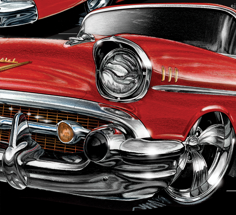 CHEVROLET TRI-FIVE SERIES 1955 1956 1957 [1000mm x 300mm Stretched Canvas] STOMP Artwork Detail