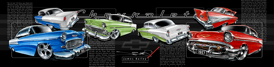 CHEVROLET TRI-FIVE SERIES 1955 1956 1957 [1000mm x 300mm Stretched Canvas]