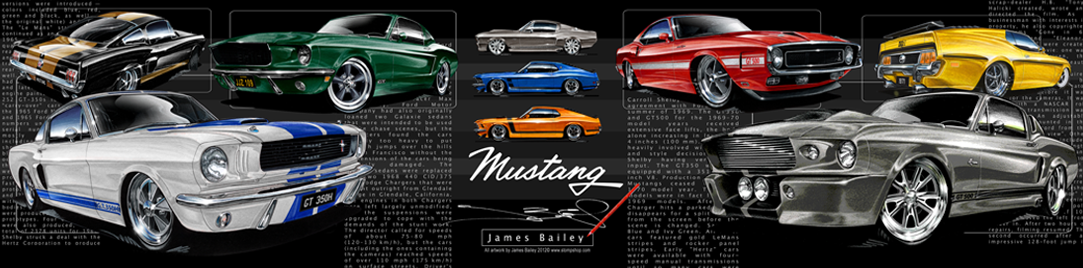 FORD MUSTANG FASTBACK [1000mm x 300mm Stretched Canvas]