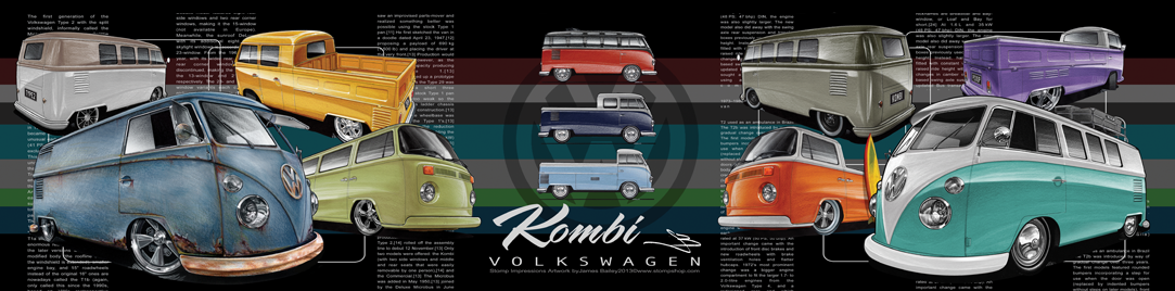 KOMBI VOLKSWAGEN VW TRANSPORTER [1000mm x 300mm Stretched Canvas]