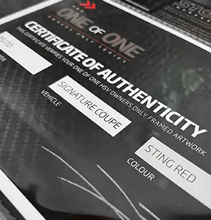 HSV VZ SIGNATURE COUPE Certificate of Authenticity