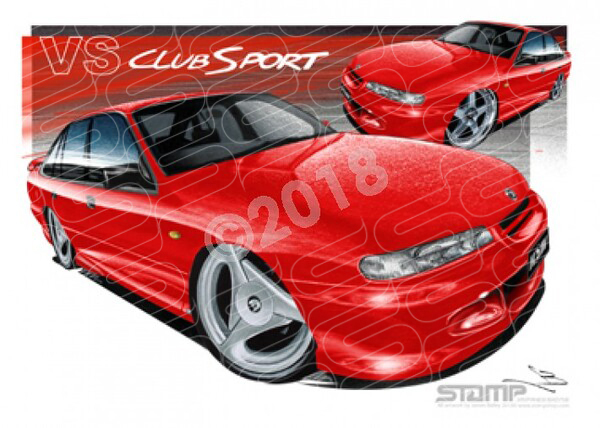 HSV VS CLUBSPORT RED A3 FRAMED PRINT HOLDEN CAR ART