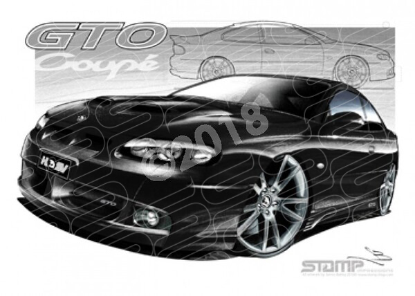 HSV COUPE VZ GTO PHANTOM BLACK A3 FRAMED PRINT HOLDEN CAR ART