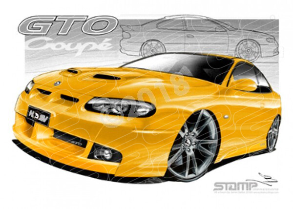 HSV Coupe VZ GTO DEVIL YELLOW A3 FRAMED PRINT (V169)