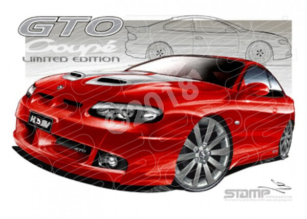 HSV Coupe VZ GTO LE RED HOT WHITE STRIPES A3 FRAMED PRINT (V172)