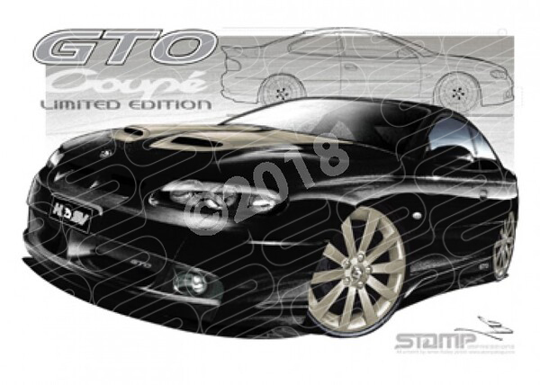 HSV Coupe VZ GTO LE PHANTOM BLACK GOLD STRIPES A3 FRAMED PRINT (V173)