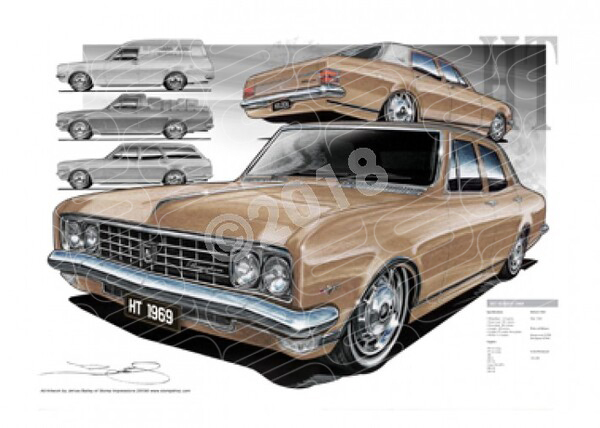 Holden Classic HT HOLDEN COMPILATION BRONZE A3 FRAMED PRINT (HC182)