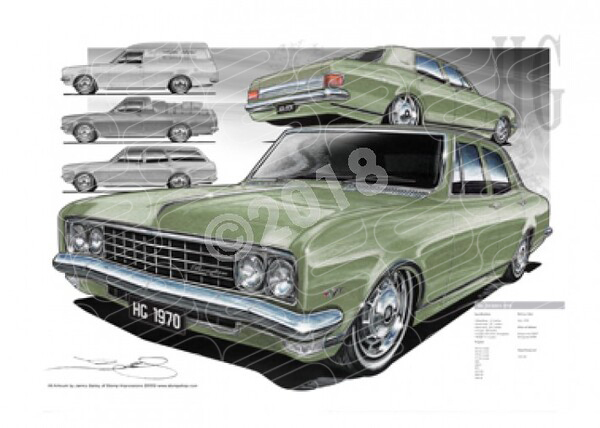 Holden Classic HG SERIES COMPILATION SEAMIST GREEN A3 FRAMED PRINT (HC188)
