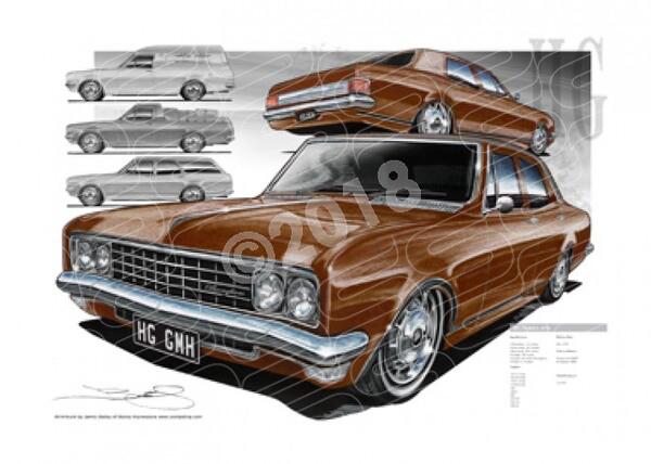 Holden Classic HG SERIES COMPILATION BURNISHED BRONZE A3 FRAMED PRINT (HC189)