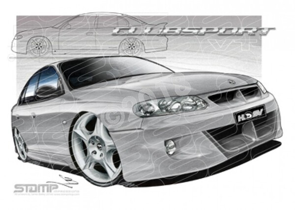 HSV VT CLUBSPORT ORION FROST SILVER A3 FRAMED PRINT (V032)