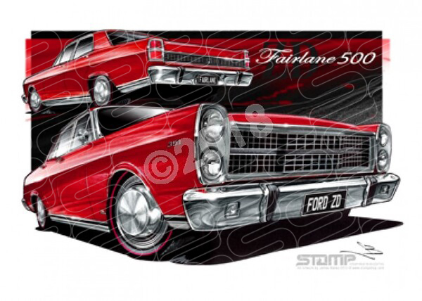 Ford FAIRLANE 500 1971 ZD FORD 500 FAIRLANE CANDY APPLE RED A3 FRAMED PRINT (FT201G)