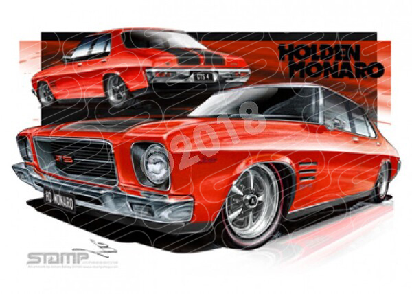 HOLDEN MONARO HQ GTS4 SALAMANCA RED A3 FRAMED PRINT (HC254)