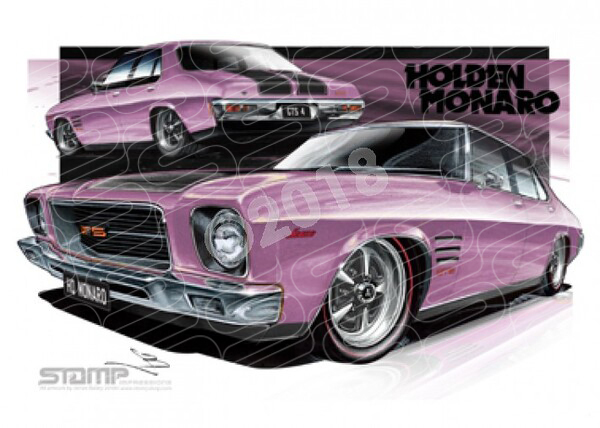 HOLDEN MONARO HQ GTS4 ORCHID A3 FRAMED PRINT (HC253)