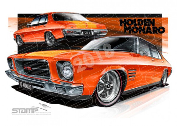 HOLDEN MONARO HQ GTS4 LONE O'RANGER A3 FRAMED PRINT (HC256)