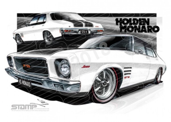 HOLDEN MONARO HQ GTS4 GLACIER WHITE A3 FRAMED PRINT (HC258)