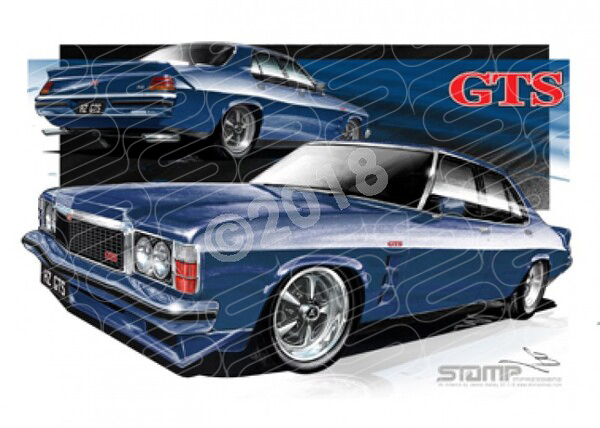 Holden Monaro HZ GTS MIRAGE BLUE A3 FRAMED PRINT (HC224)