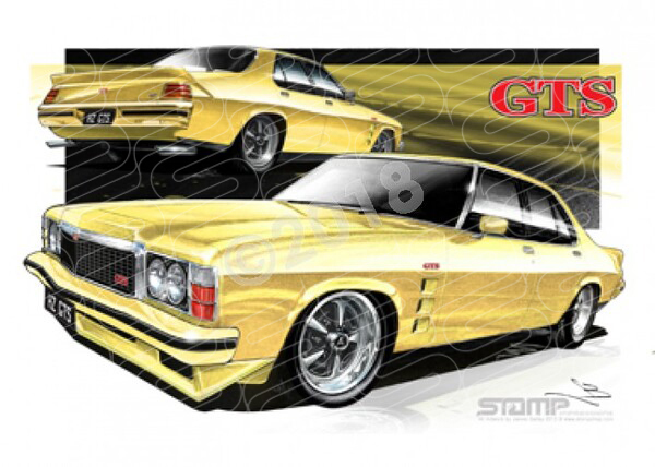 Holden Monaro HZ GTS JASMINE YELLOW A3 FRAMED PRINT (HC229)