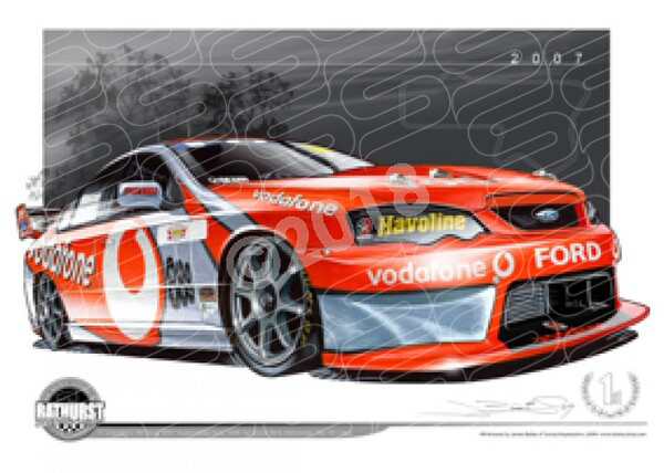 Bathurst Legends 2007 FORD BF FALCON LOWNDES / WHINCUP A3 FRAMED PRINT (B037)