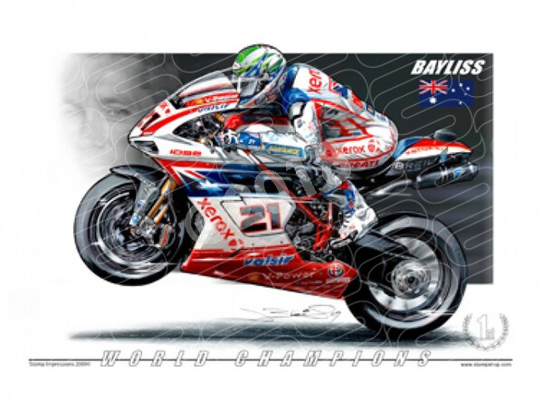 World Champions BAYLISS TROY WORLD SUPER BIKE CHAMPION 2008 A3 FRAMED PRINT (W14)