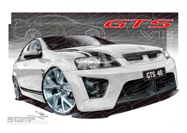 HSV Limited edition cars VE GTS 40TH ANNIVERSARY HERON WHITE A3 FRAMED PRINT (V186)