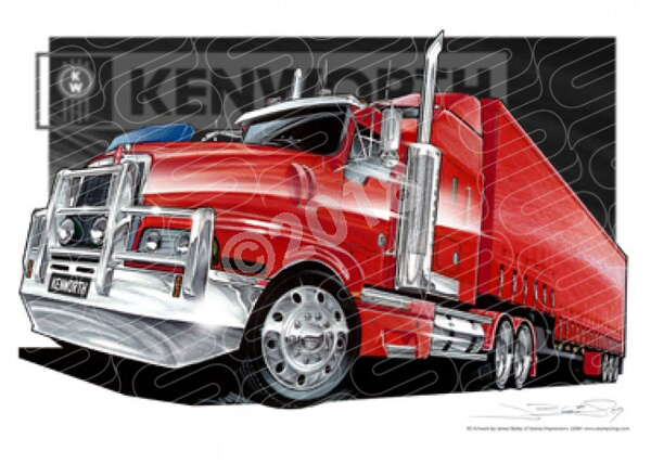 Truck KENWORTH TRUCK RED A3 FRAMED PRINT (Q01)