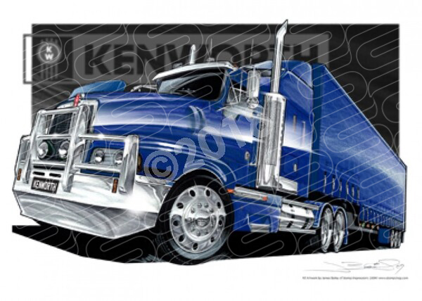 Truck KENWORTH TRUCK BLUE A3 FRAMED PRINT (Q02)