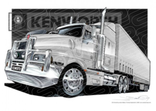Truck KENWORTH TRUCK WHITE A3 FRAMED PRINT (Q04)