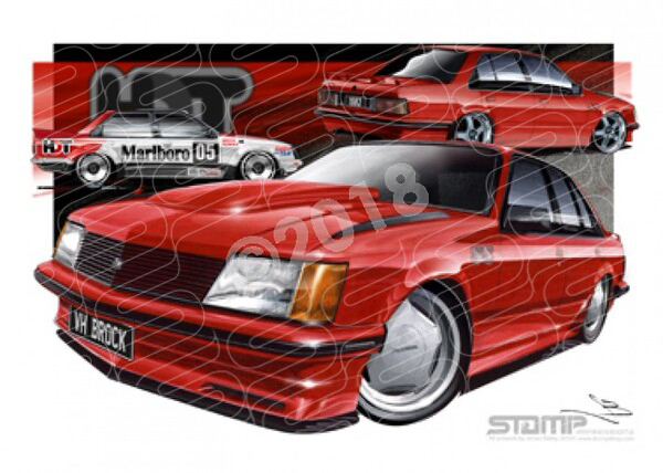 HDT VH SS BROCK COMMODORE MARANELLO RED A3 FRAMED PRINT (HC02A)