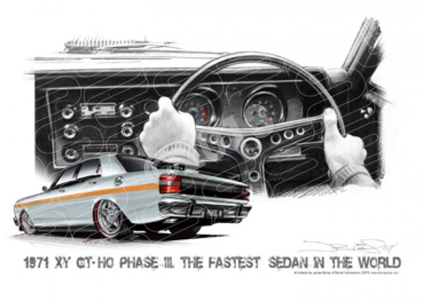 FORD XY GT FALCON DASH QUICKSILVER ORANGE STRIPES A3 FRAMED PRINT (FS011)