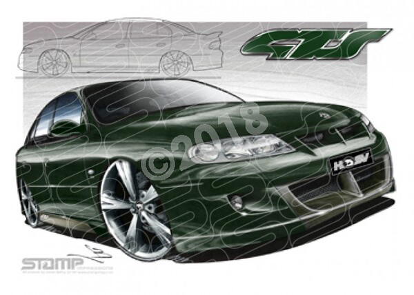 HSV Gts VX VX GTS RACING GREEN A3 FRAMED PRINT (V050)