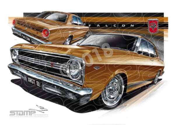 FORD XR GT FALCON GOLD A3 FRAMED PRINT (FT064)