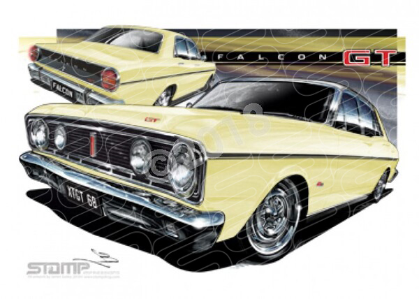 FORD XT GT FALCON SPRINGTIME YELLOW A3 FRAMED PRINT (FT067C)