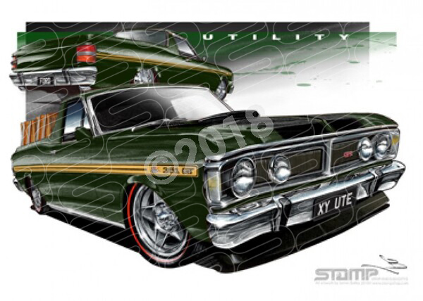 Ford Ute XY UTE XY FALCON UTE MONZA GREEN A3 FRAMED PRINT (FT082J)