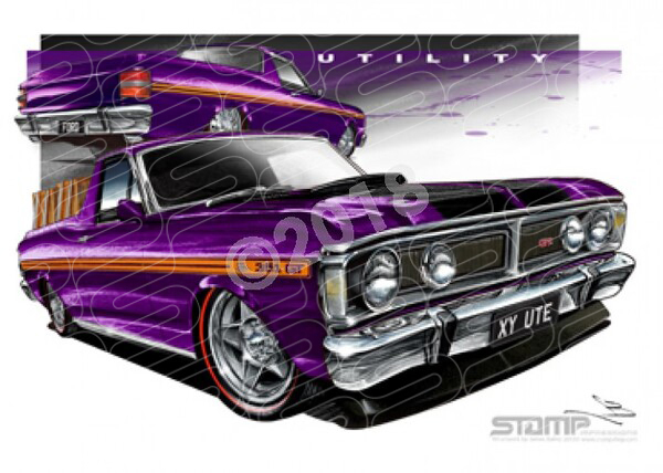 Ford Ute XY UTE XY FALCON UTE WILD VIOLET A3 FRAMED PRINT (FT082N)