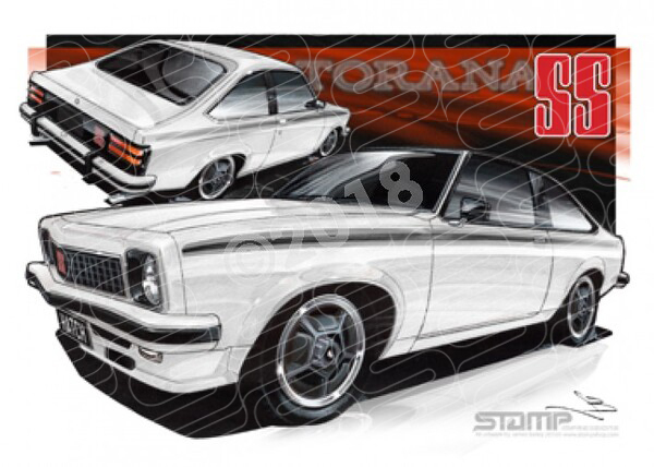 HOLDEN TORANA LX SS HATCH COTILLION WHITE A3 FRAMED PRINT (HC265)