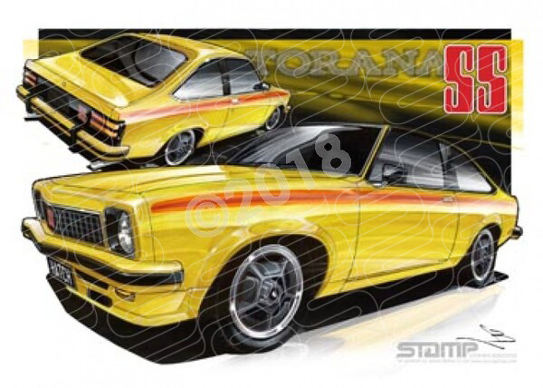 HOLDEN TORANA LX SS ABSYNTH YELLOW A3 FRAMED PRINT (HC268)