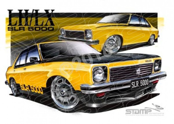 HOLDEN TORANA SLR 5000 CHROME YELLOW A3 FRAMED PRINT (HC180I)