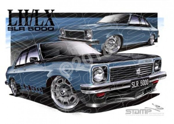 HOLDEN TORANA SLR 5000 DEAUVILLE BLUE A3 FRAMED PRINT (HC180P)