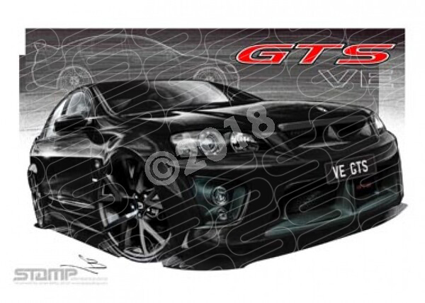 HSV Gts VE GTS PHANTOM BLACK WHEELS A3 FRAMED PRINT (V124B)