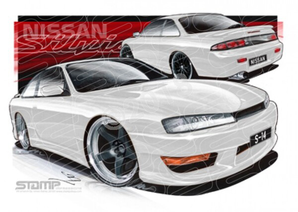 Imports Nissan S14 SILVIA WHITE A3 FRAMED PRINT (S056)