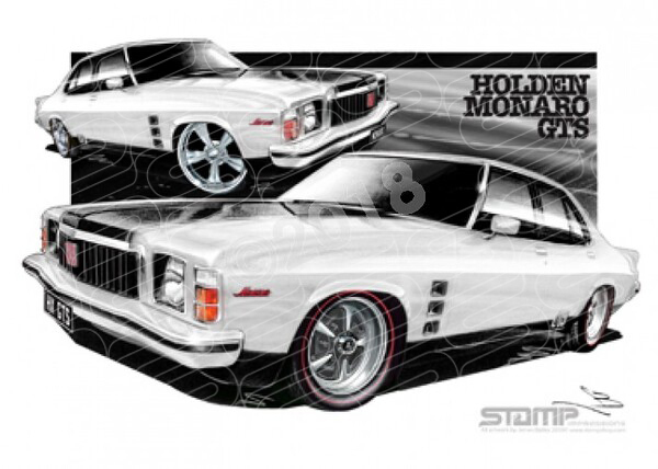 Holden Monaro HX GTS4 COTILLION WHITE A3 FRAMED PRINT (HC14D)