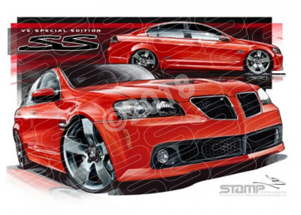 HOLDEN VE SSV SPECIAL EDITION COMMODORE RED HOT A3 FRAMED PRINT (HC286)