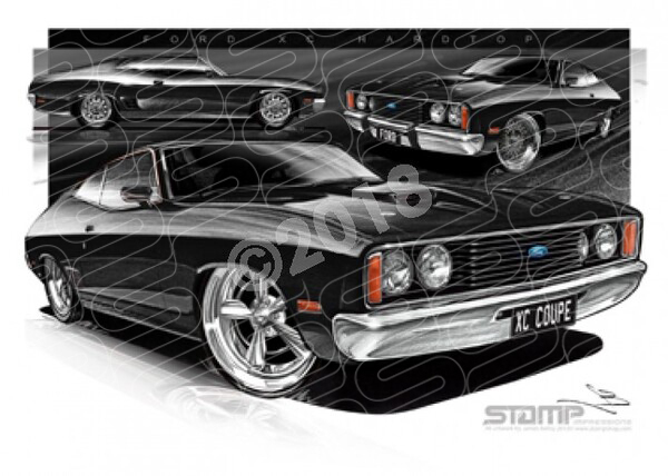 Ford Coupe XC XC COUPE ONYX BLACK A3 FRAMED PRINT (FT222)
