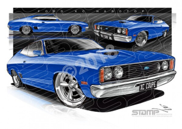 Ford Coupe XC XC COUPE BLAZE BLUE A3 FRAMED PRINT (FT223)