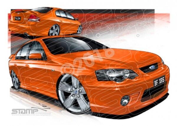 Ford XR6 BF XR6 BF XR6 TURBO BLOOD ORANGE A3 FRAMED PRINT (FT233)