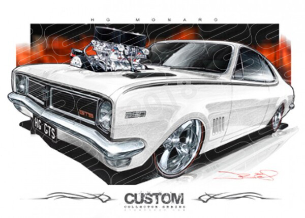 HOLDEN HG MONARO CASHMERE WHITE BLOWN A3 FRAMED PRINT (D047)