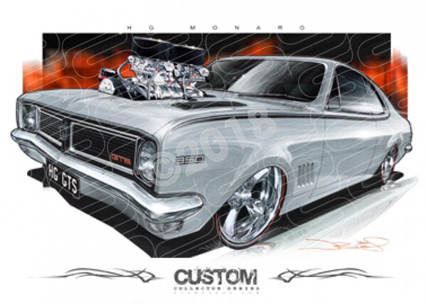 HOLDEN HG MONARO SILVER BLOWN A3 FRAMED PRINT (D046)