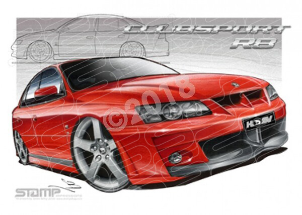 HSV VY CLUBSPORT R8 RED HOT A3 FRAMED PRINT (V077)