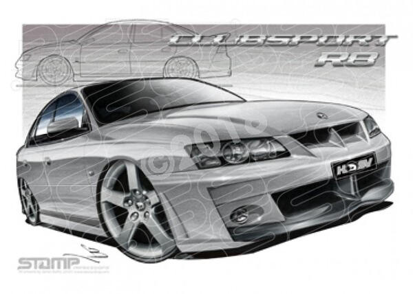 HSV VY CLUBSPORT R8 QUICK SILVER A3 FRAMED PRINT (V078)