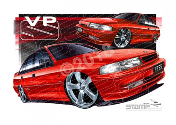 Holden Commodore VP VP SS COMMODORE RED A3 FRAMED PRINT (HC312)